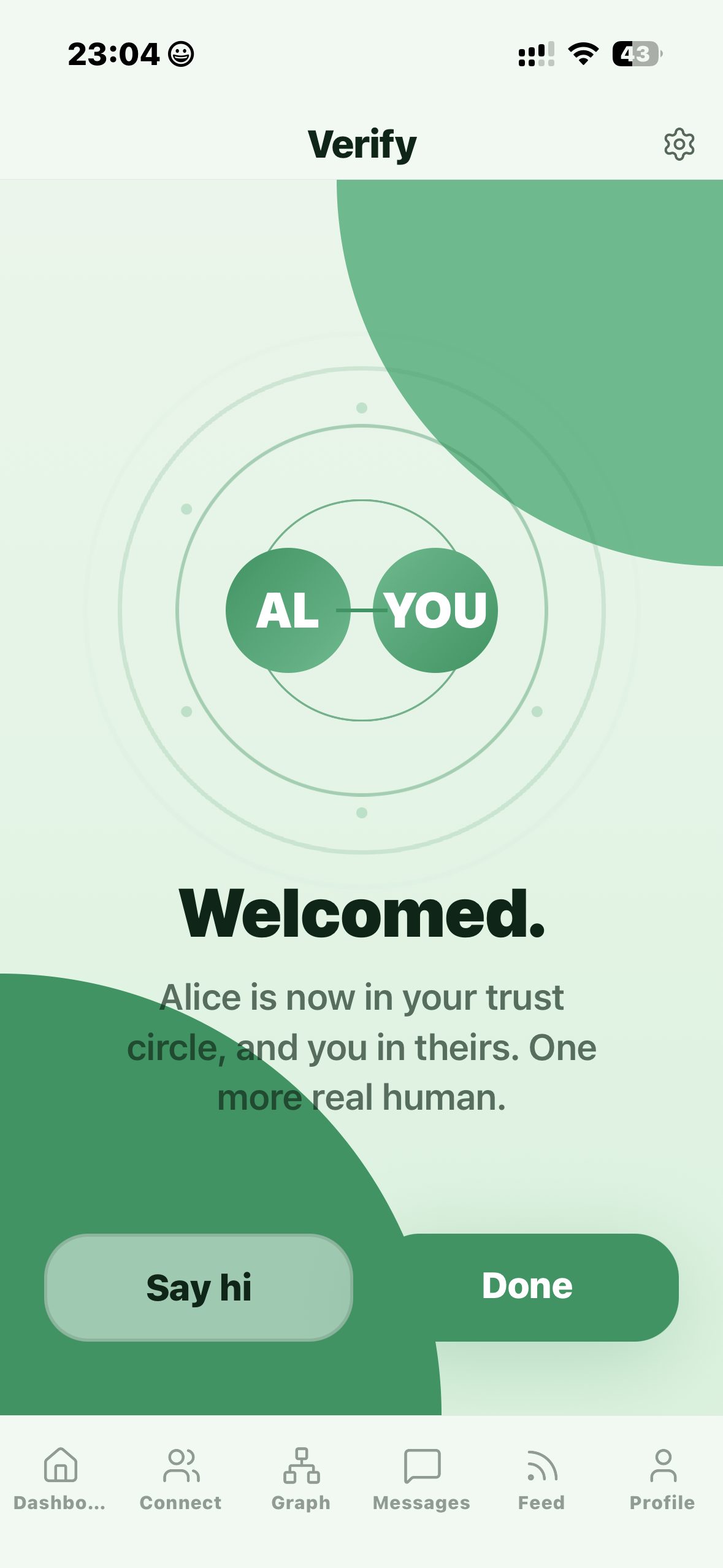 Verify · welcomed